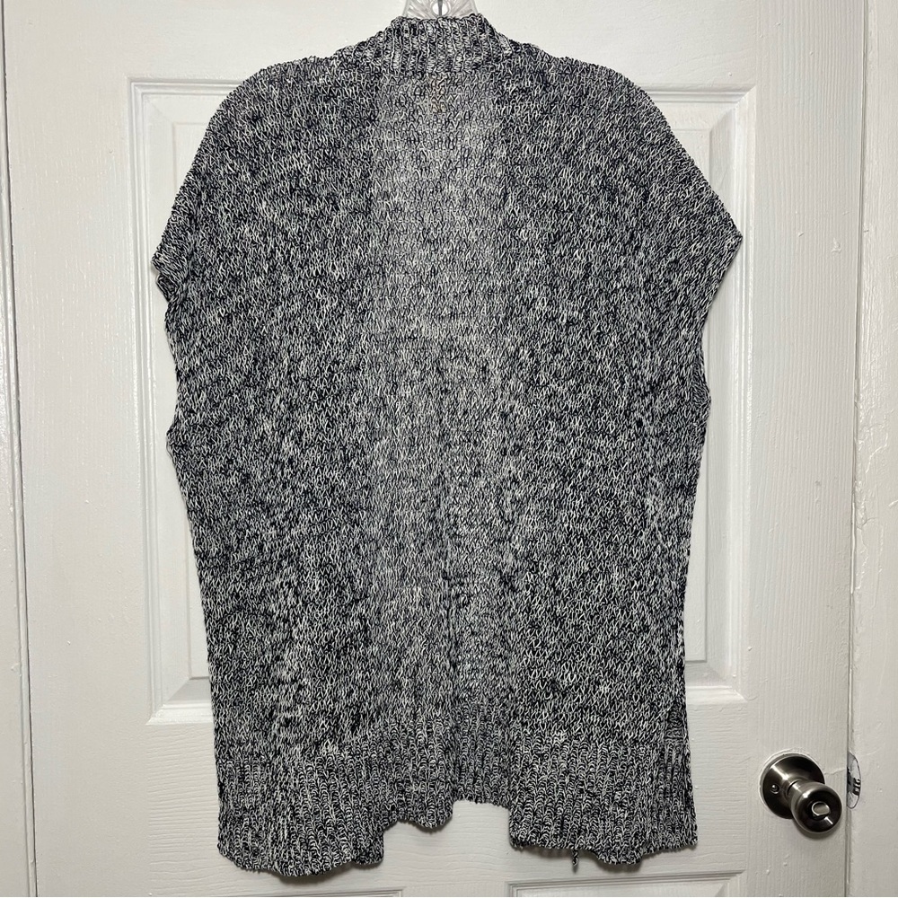 EILEEN FISHER Black and White Open Front Loose Knit Cardigan | size small - Picture 5 of 10
